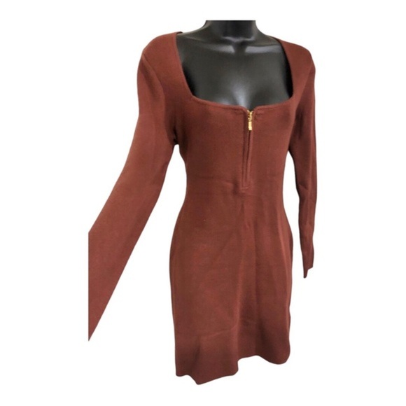 Abercrombie & Fitch brown zip front long sleeve sweater knit dress size medium - Picture 9 of 11